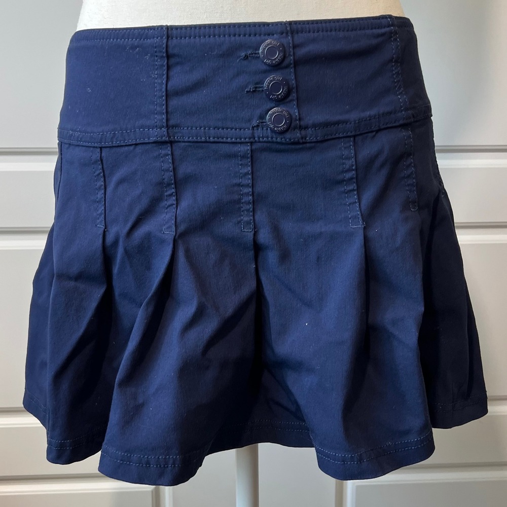Hippie Girl Skort Pleated Mini Button Front School Uniform Navy Blue Size 16